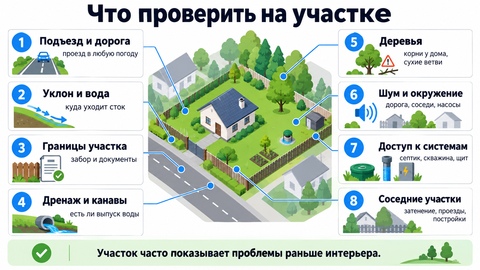 Участок проверяют до интерьера